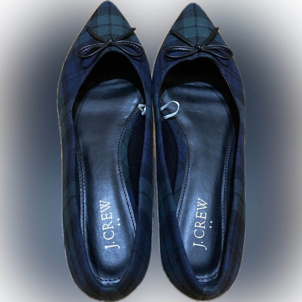 J Crew Black Watch Plaid Pointed
Toe Bow Flats - Picture 5 of 6